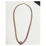SU SILVER 925 NECKLACE WITH PURPLE STONE