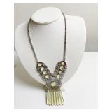 NEW NECKLACE W/ COLORED STONES AND DROP