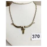 CHAIN NECKLACE WITH 925 SILVER LONGHORN PENDANT