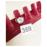 SILVER 925 RING SIZE 8 WITH LARGE ROUND STONE