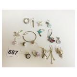 GROUP OF UNMATCHED SINGLE EARRINGS SOME POSSIBLE