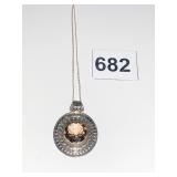 SILVER 925 PENDANT NECKLACE WITH SMOKEY TOPAZ