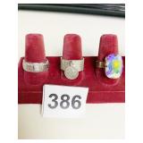 THREE RINGS SIZE 8 ONE WITH VERSE AND CHARM