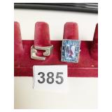 TWO SILVER 925 RINGS BLUE STONE SIZE 9 AND BAND