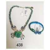 BETSEY JOHNSON BLUE CRAB NECKLACE WITH RHINESTONES