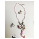 KIRKS FOLLY MERMAID NECKLACE WITH PINK GLASS