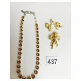 TWO KIRKS FOLLY CHERUB PINS AMBER COLOR STONE