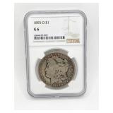 1893 O MORGAN SILVER DOLLAR NGC G6
