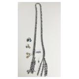 SHINY SILVER HEMATITE LIKE BEADED OPEN END