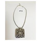 BRIGHTON NECKLACE WITH OPEN WORK SQUARE MEDALLION