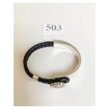 BRIGHTON BRAIDED LEATHER AND SILVER METAL