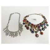 SILVER TONE RHINESTONE NECKLACE WITH MULTIPLE