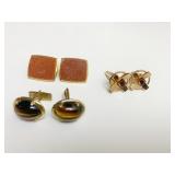 THREE PAIR OF VINTAGE MENï¿½S CUFF LINKS ONE TIGER