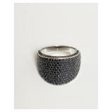 BLACK SPINEL RING SIZE 8 STERLING SILVER