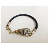 KING BABY BRAIDED CORD AND SILVER TONE BRACELET