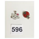 HELLO KITTY SILVER RHINESTONE PENDANT AND LADY