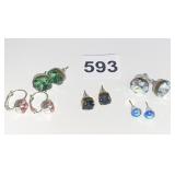 FIVE PAIRS OF EARRINGS PIERCED CRYSTAL