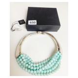 AMAZONITE BEADED NECKLACE WITH STERLING SILVER