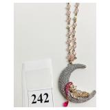 CRECENT MOON NECKLACE WITH SLEEPING BEAR