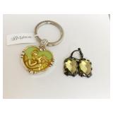 BRIGHTON HEART KEY RING YELLOW FACETED PIERCED