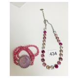 KIRKS FOLLY PINK BRACELET WITH LADY FACE