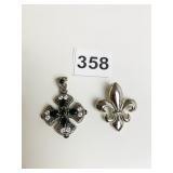 FLEUR DE LIS PENDANT PIN AND SILVER 925 CROSS
