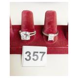 TWO SIZE 8 SILVER 925 RINGS WITH CLEAR STONES