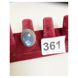 SILVER 925 SIZE 8 RING WITH BLUE STONE