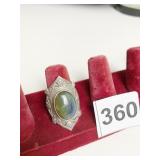 SILVER 925 NEPAL SIZE 8 RING WITH GREEN AND BLUE