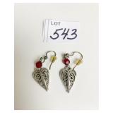 BRIGHTON HEART DROP EARRINGS WITH RED STONES