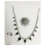 SILVER TONE METAL SUN GALAXY PIN BROKEN SILVER