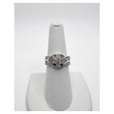 STERLING VINTAGE STYLE RING SZ 7 1/4CT DIAMOND