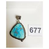 STERLING SILVER AND TURQUOISE NECKLACE PENDANT