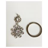 BRIGHTON KEY RING WITH RHINESTONE FLOWER DROP