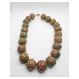 HEAVY TIGER EYE ONYX NECKLACE WITH GOLD TONE