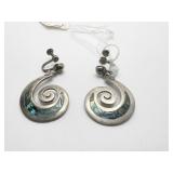 STERLING 2 TONE IRIDESCENT EARRINGS 0.4 OZT