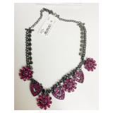DARK METAL NECKLACE WITH RED STONES