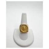 LIBERTY GOLD COIN RING W/ UNUSUAL SETTING- 1/10