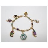 14K BRACELET WITH REAL GEMSTONES 22.2G TW MATCHES