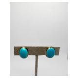 14K EARRINGS WITH LARGE OVAL TURQUOISE COLOR