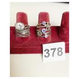 TWO SILVER 925 CUSTOM DESIGN ISRAEL RINGS SIZE 8