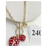 STRAWBERRY NECKLACE WITH GOLDTONE CHAIN