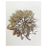 LARGE STERLING SILVER FLOWER PIN 3.5"