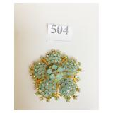 NORDSTROM LARGE GOLD TONE AND BLUE STONE BROCH