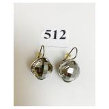BRIGHTON LARGE GREY STONE PIERCED EARRINGS