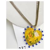 CATCH OF THE DAY HEART NECKLACE WITH BLUE STONES