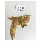 GOLD TONE BIRD PIN WITH SWAROVSKI CRYSTALS
