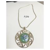 ROMAN GLASS PENDANT NECKLACE STERLING SILVER