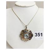 STERLING SILVER CHAIN AND OPEN WORK PENDANT WITH