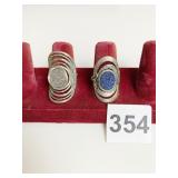 TWO SILVER 95 ISRAEL RINGS WITH DRUZY STONE